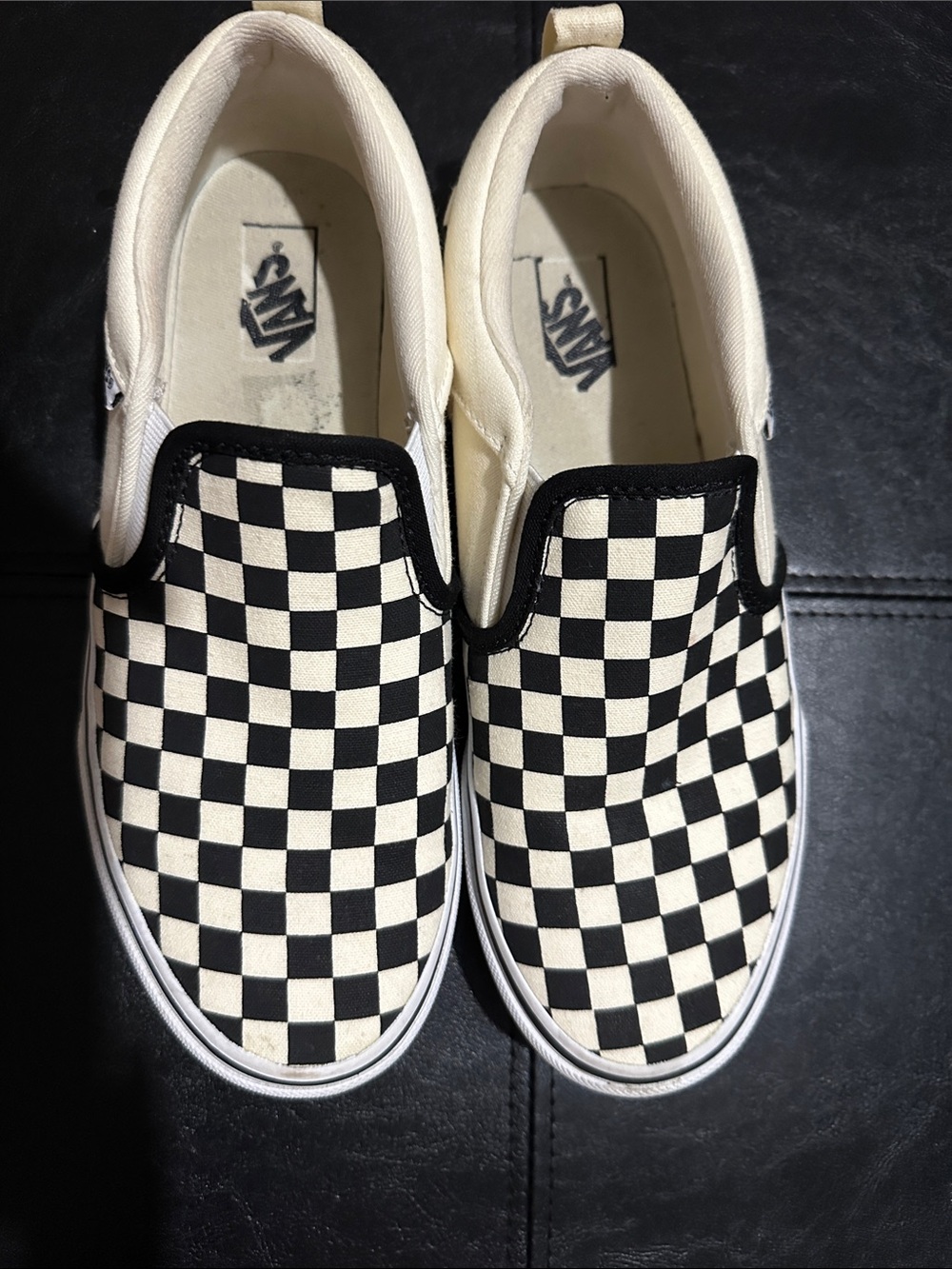 Vans Kids Checkerboard Slip-On Sneakers - Black & White